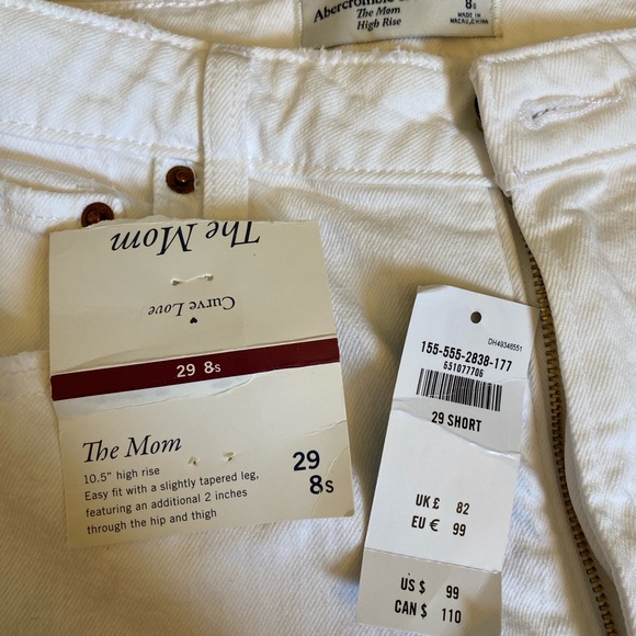 White Abercrombie « The Mom » Curve Love New with tags size 8S - Picture 4 of 4